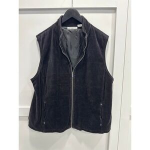 Liz Claiborne Cozy Soft Velvet Lined Cotton Vest Black Women's 2X